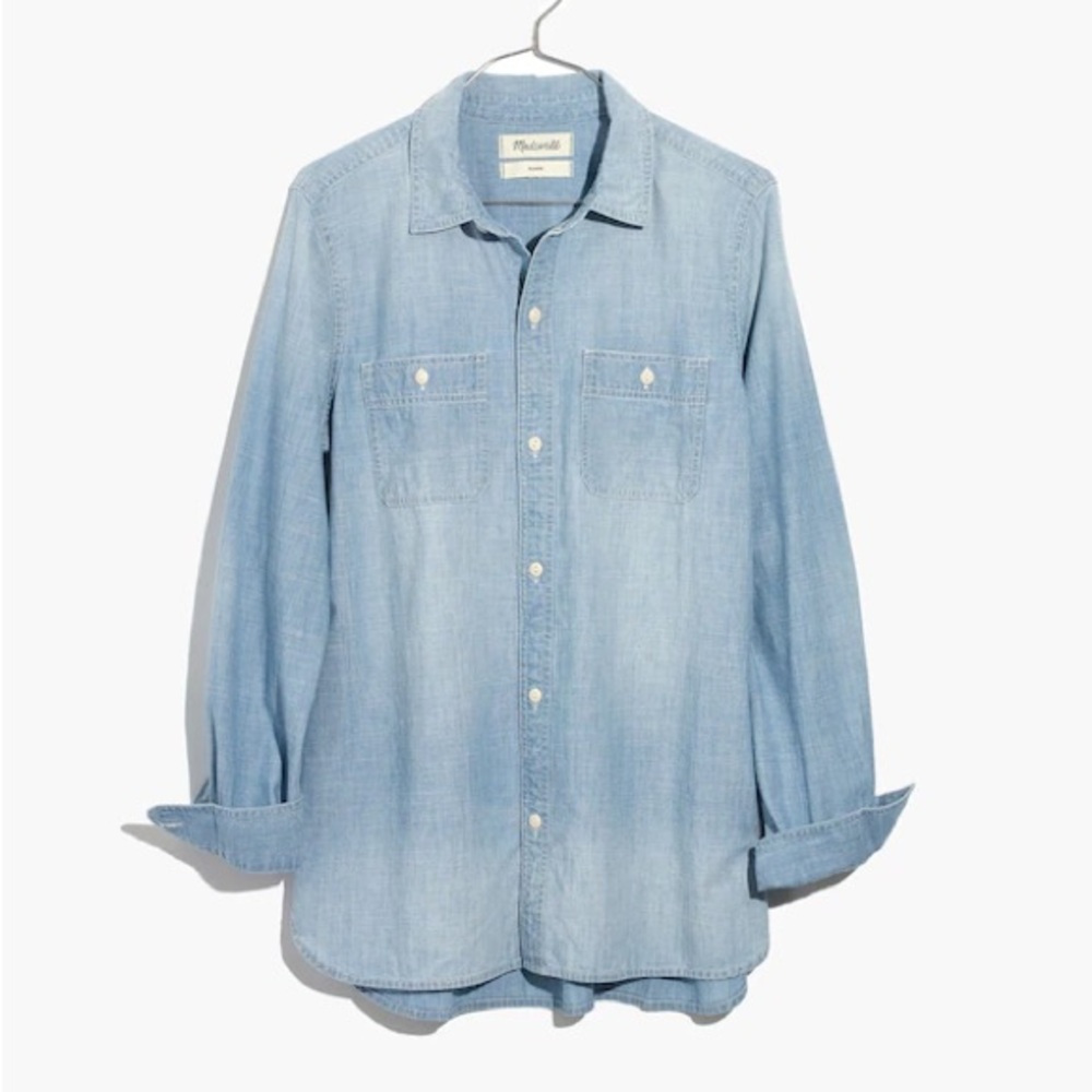 Madewell Chambray Classic Ex-Boyfriend Shirt in Evie Wash - Size XXS